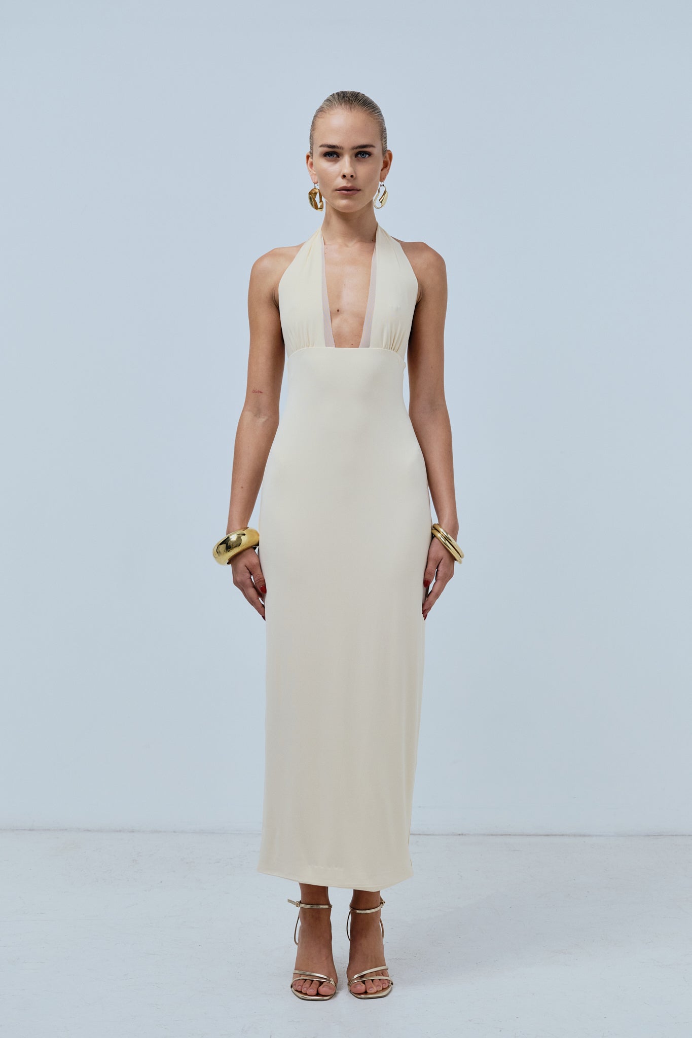 Halter Midi Dress - Cream