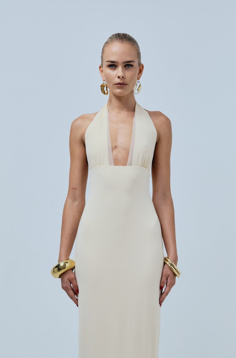 Halter Midi Dress - Cream