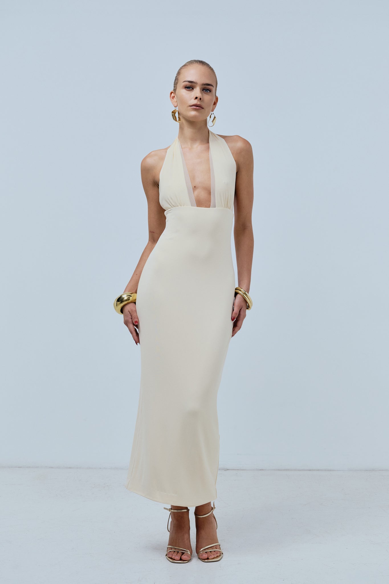 Halter Midi Dress - Cream