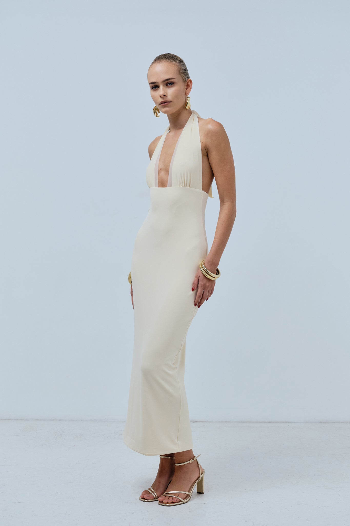 Halter Midi Dress - Cream
