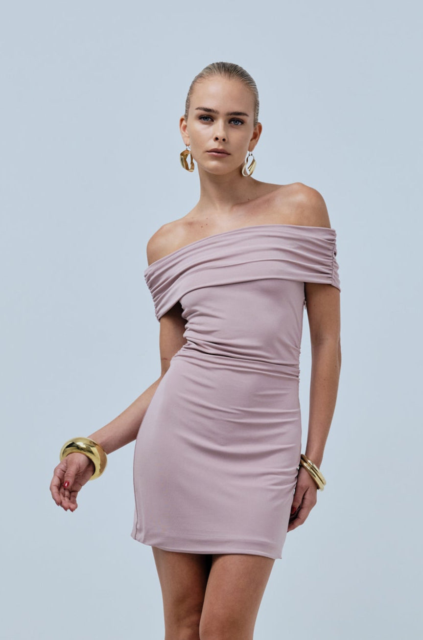 Rosa Off-shoulder Mini Dress - Pink