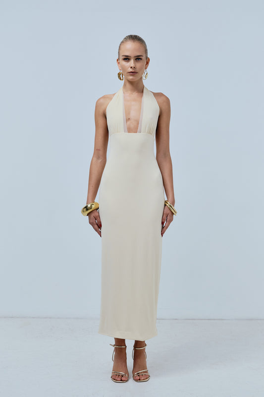 Halter Midi Dress - Cream