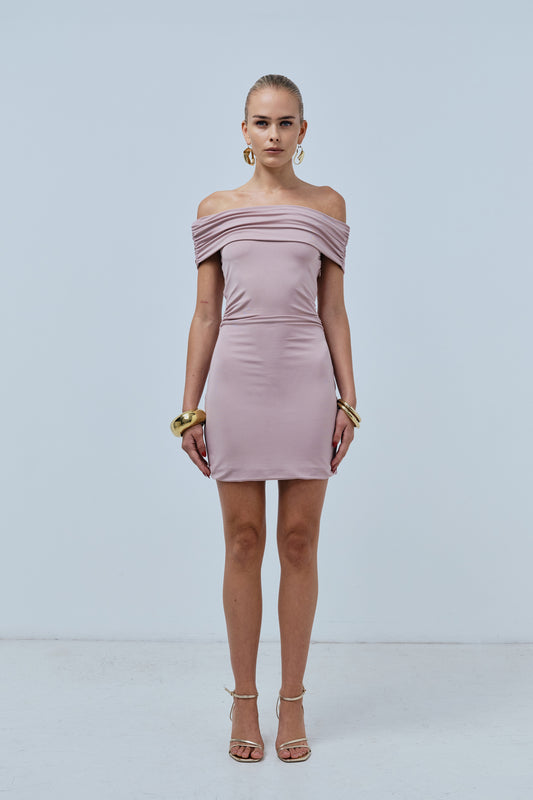 Rosa Off-shoulder Mini Dress - Pink