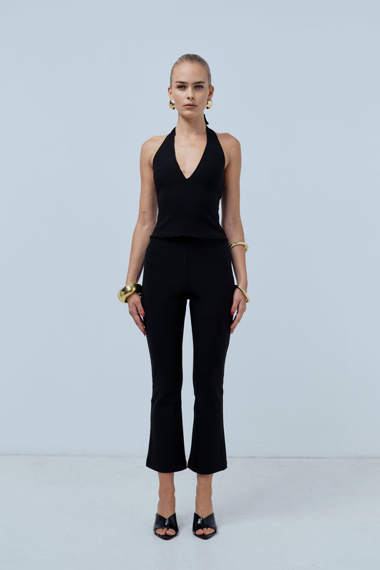 Capri Flare Pants - Black